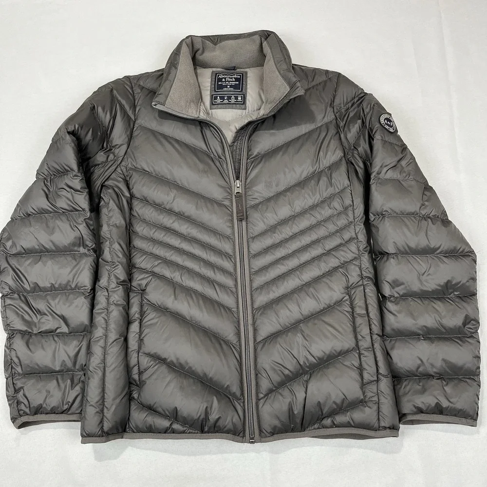 Abercrombie & Fitch Feather/Down Insulated Gray Jacket Women Medium Packable‎